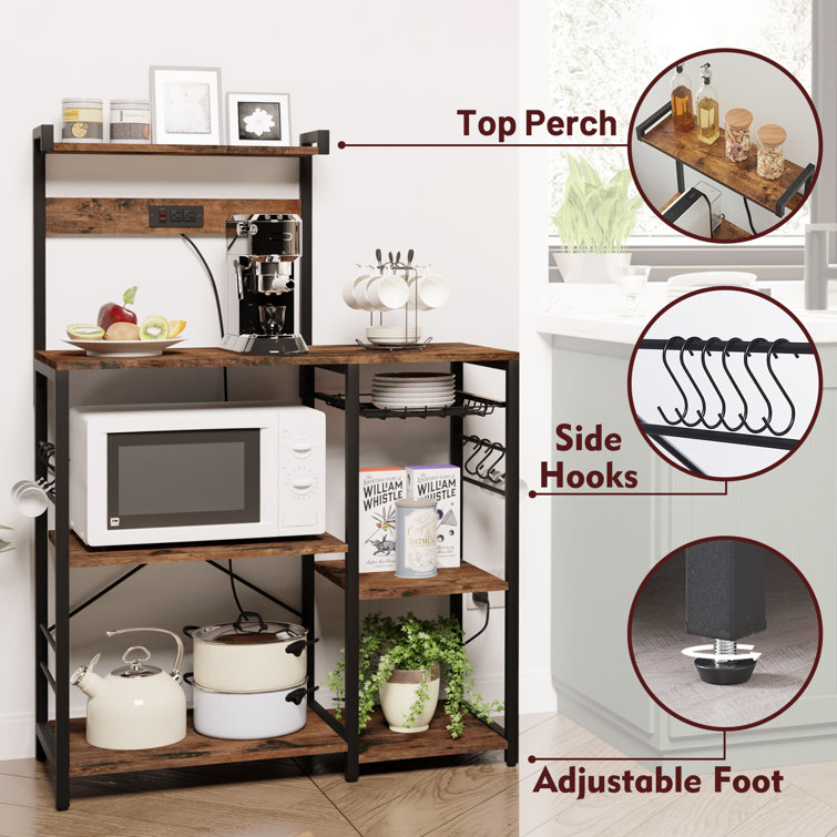 Coffee bar discount with microwave shelf